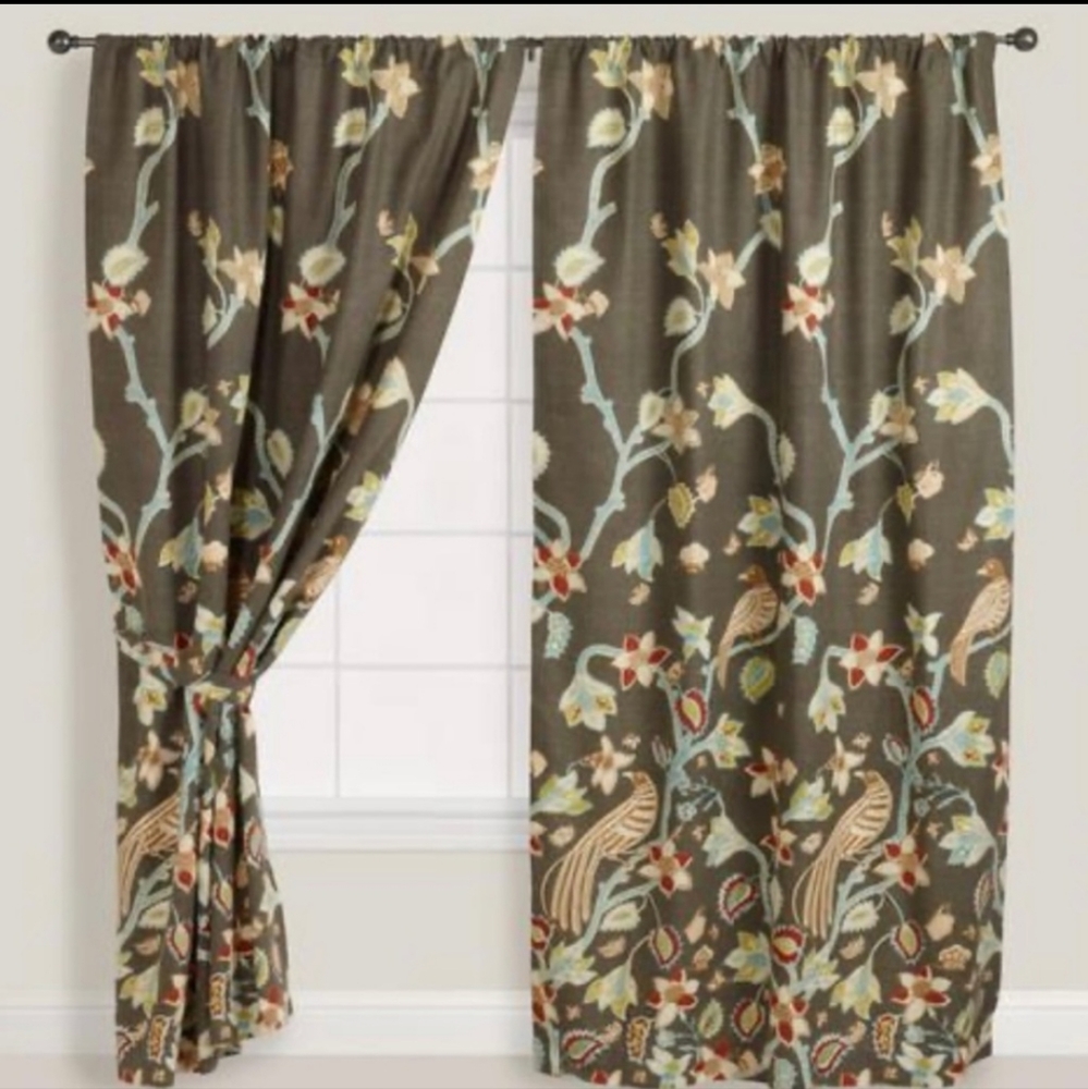 Cost Plus World Market Pakshi Bird 48×84 Curtains 2 Pannel